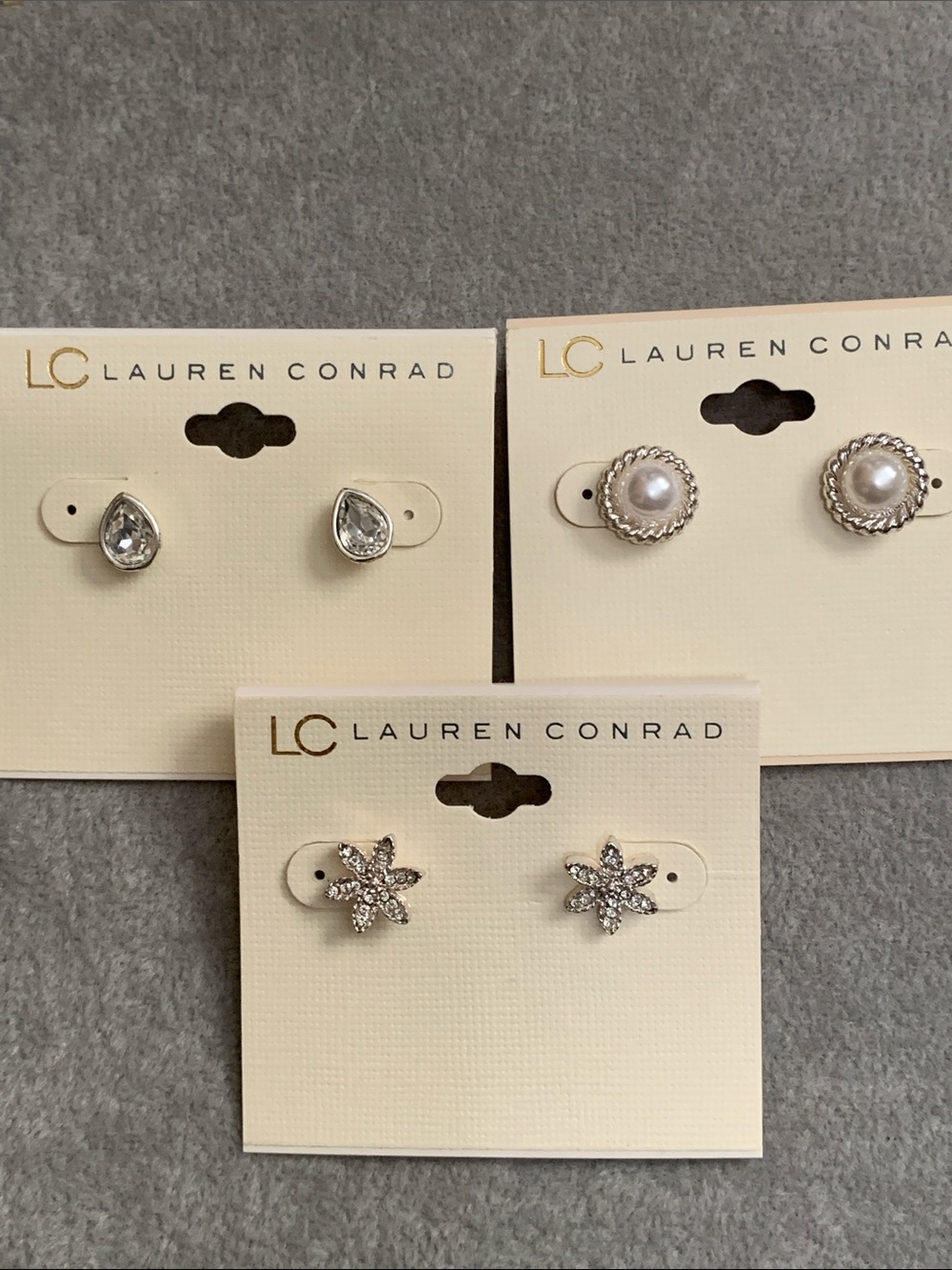 NWT LC Lauren Conrad set of 3 pairs of stud earrings